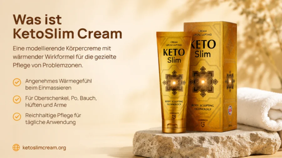KetoSlim Cream — modellierende Körpercreme, Tube und Verpackung